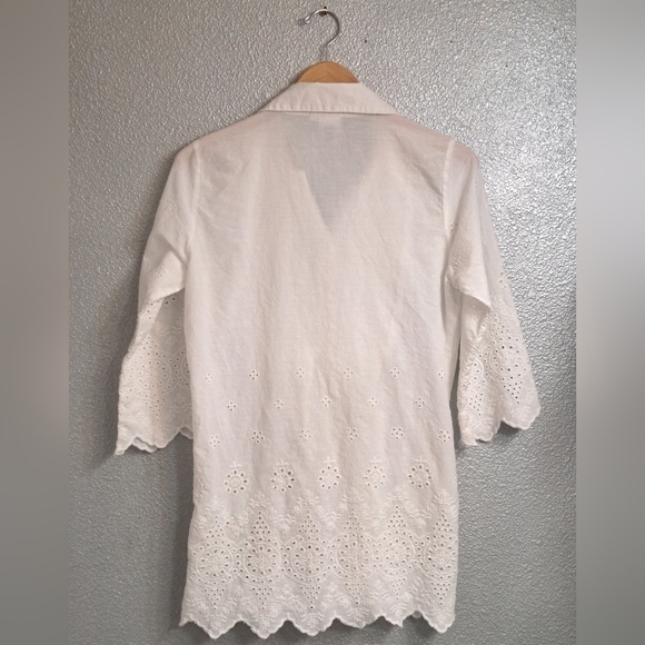 Parsley & Sage Eyelet Tunic With Scalloped Edges Size M - Picture 7 of 9